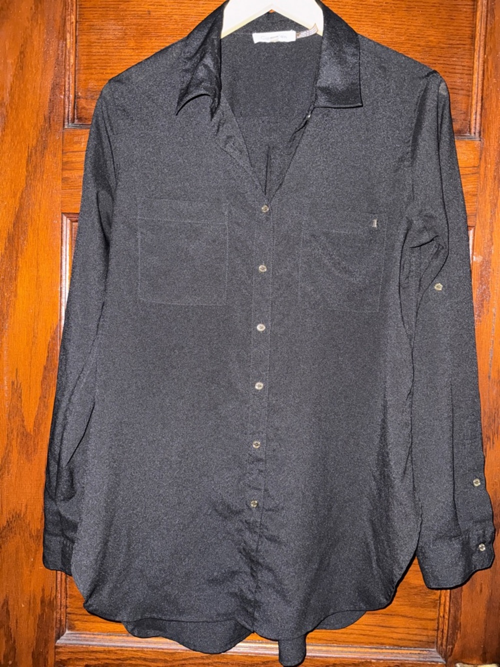 Medium Calvin Klein Sheer Lightweight Black Button Up